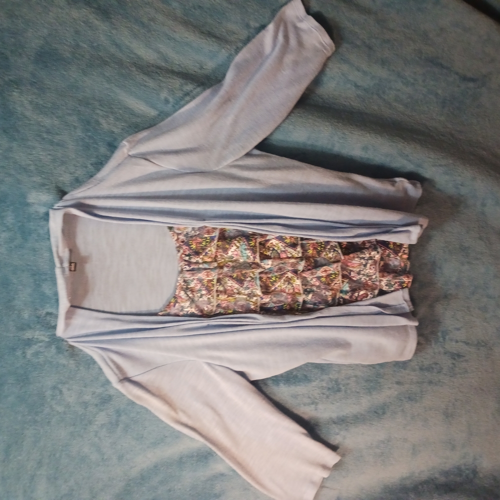 Stylish Cardigan with Floral Top
